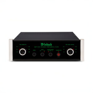 McIntosh MP100 phono preamplifier front view.