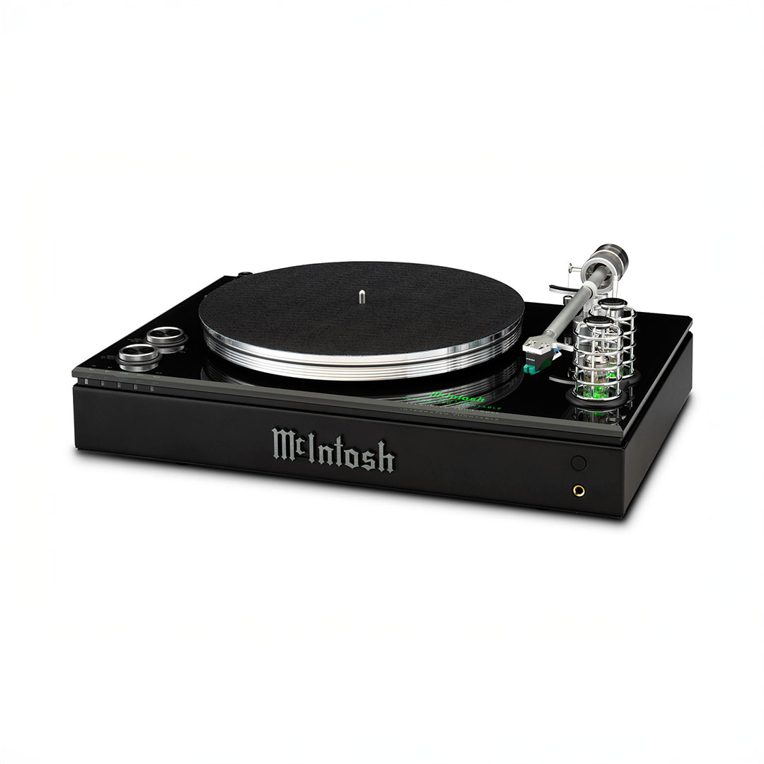 High-end McIntosh turntable, sleek black design