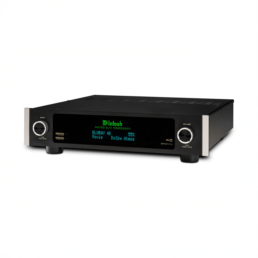McIntosh MX100 AV Processor, black, front view