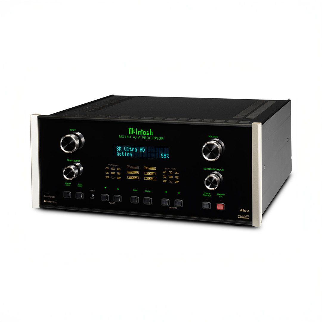 McIntosh AV processor with digital display and controls.