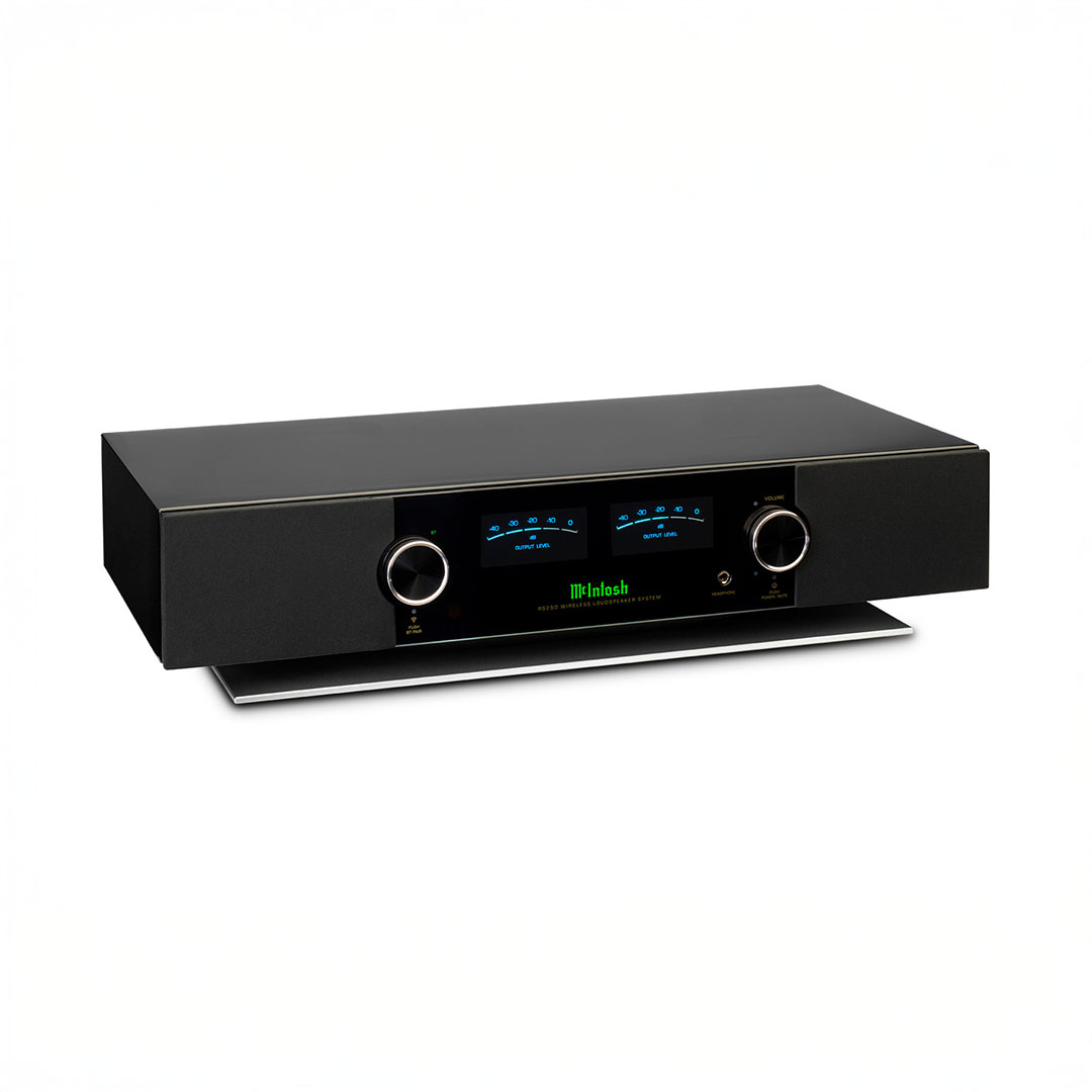 Black McIntosh audio equipment with dual meters.