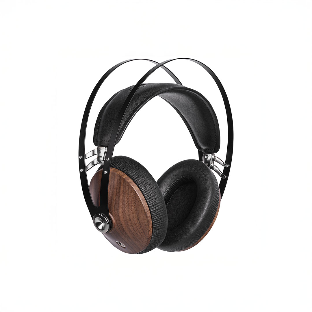 Stylish wooden and leather over-ear headphones