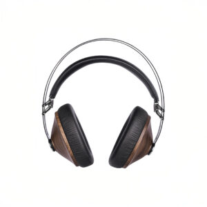 Wooden headphones with leather ear pads