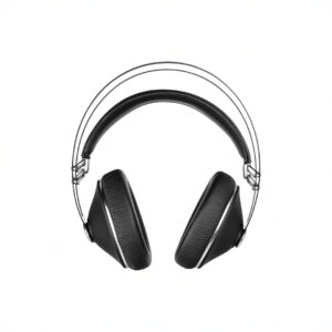Over-ear black headphones on white background