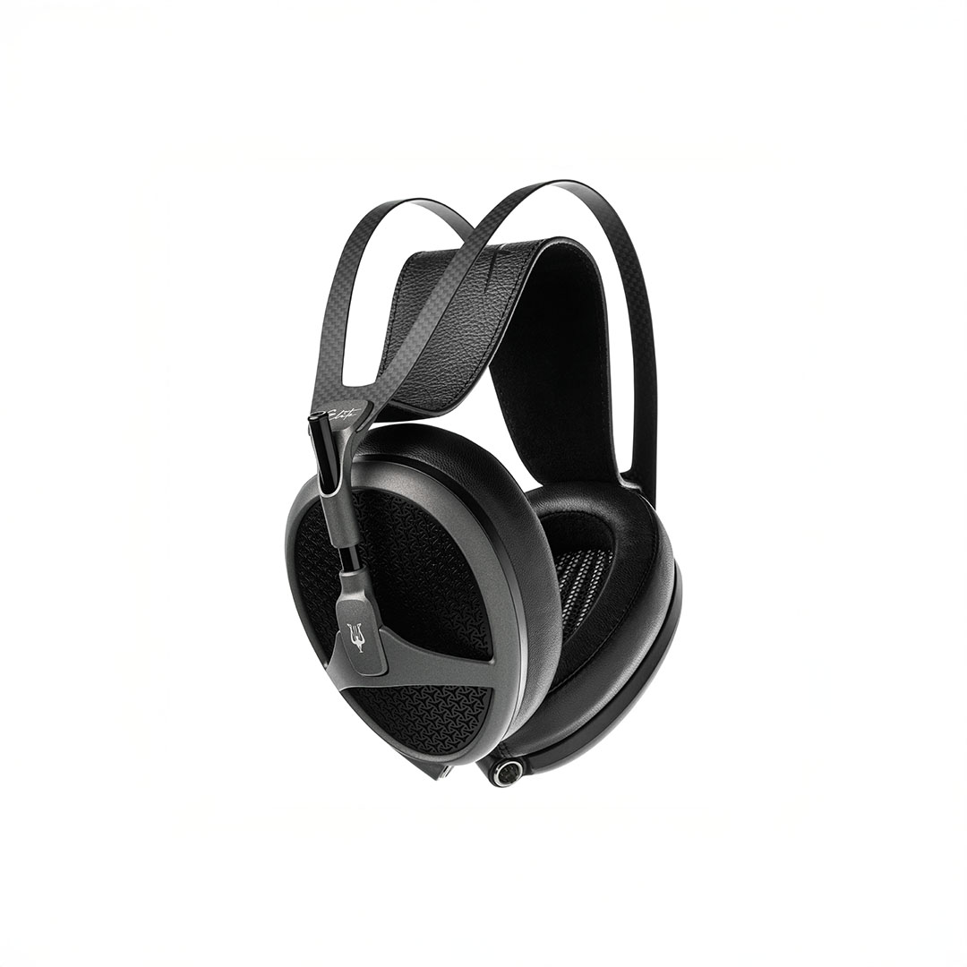 Black over-ear headphones on white background.