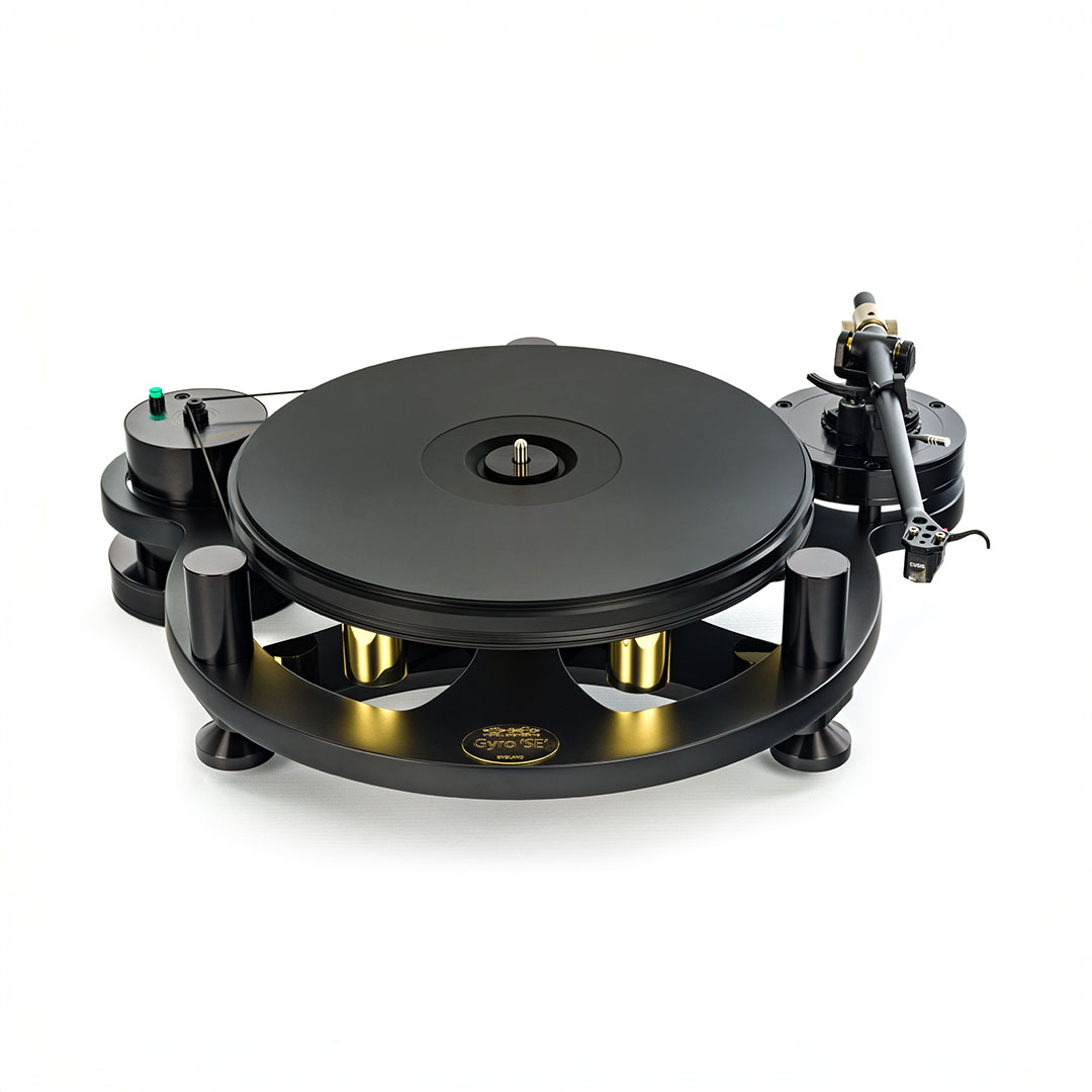 High-end black and gold turntable