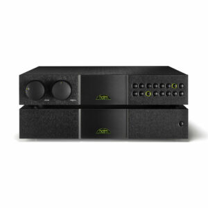 Modern black hi-fi audio amplifier system