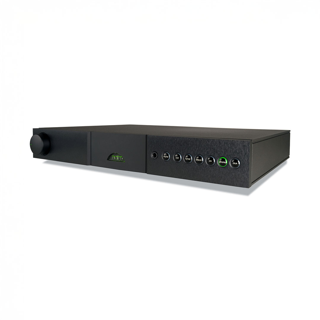 Black audio amplifier with multiple input options