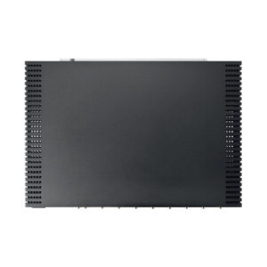 Black electronic device with perforated sides