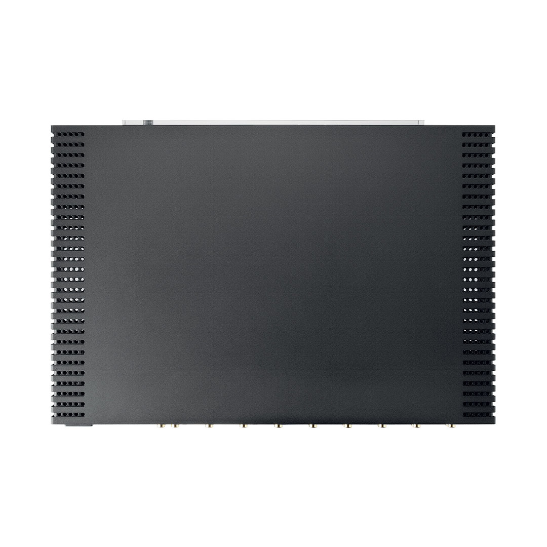 Black electronic device with perforated sides