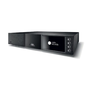 Black Naim audio streaming device with buttons.