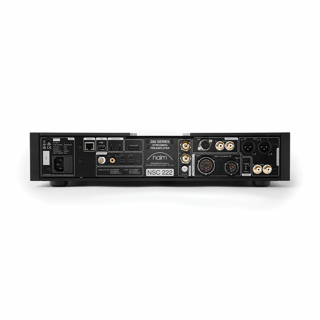 Back view of streaming preamplifier with connectors.