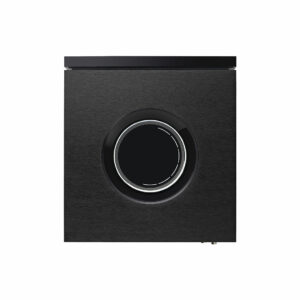 Black subwoofer with circular center detail.