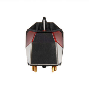 Turntable phono cartridge with red accents