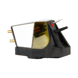 Turntable cartridge with stylus and connectors.