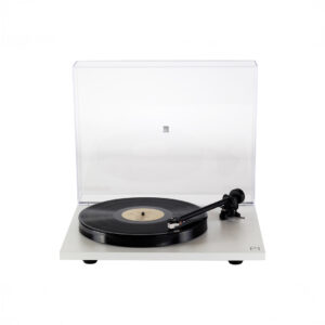 Vinyl record player with dust cover.