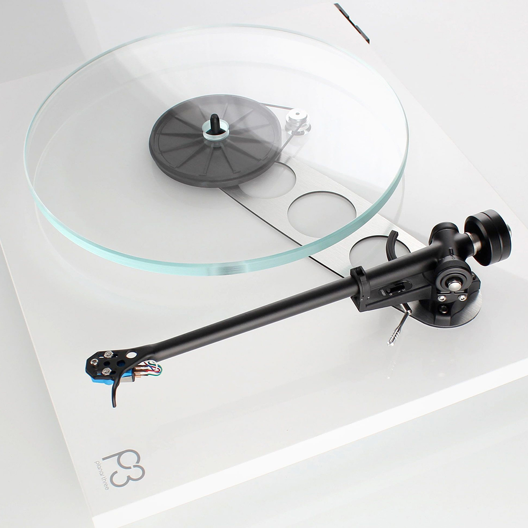 Modern glass turntable on display