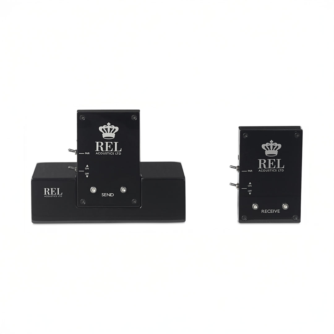 REL Acoustics wireless subwoofer transmitters and receivers.