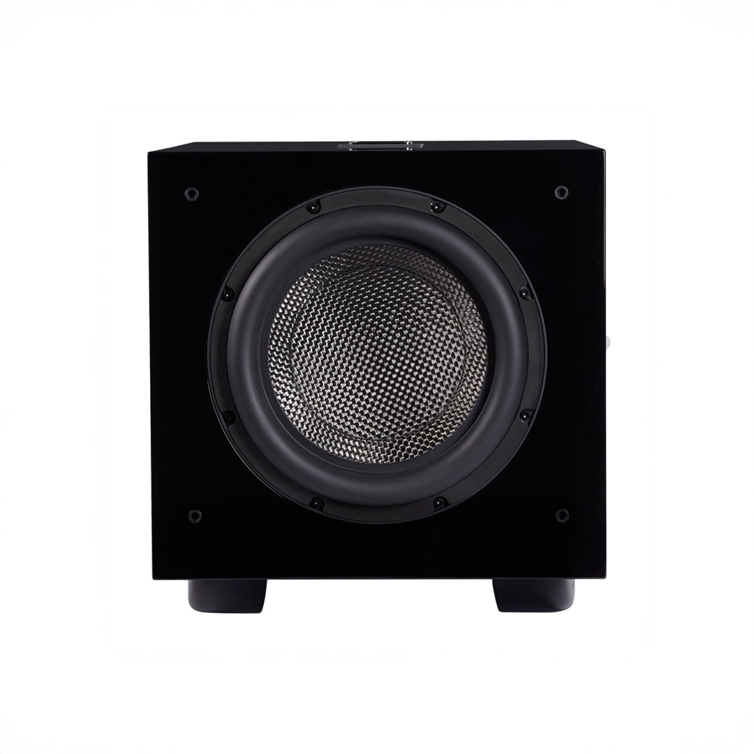 Black subwoofer speaker front view