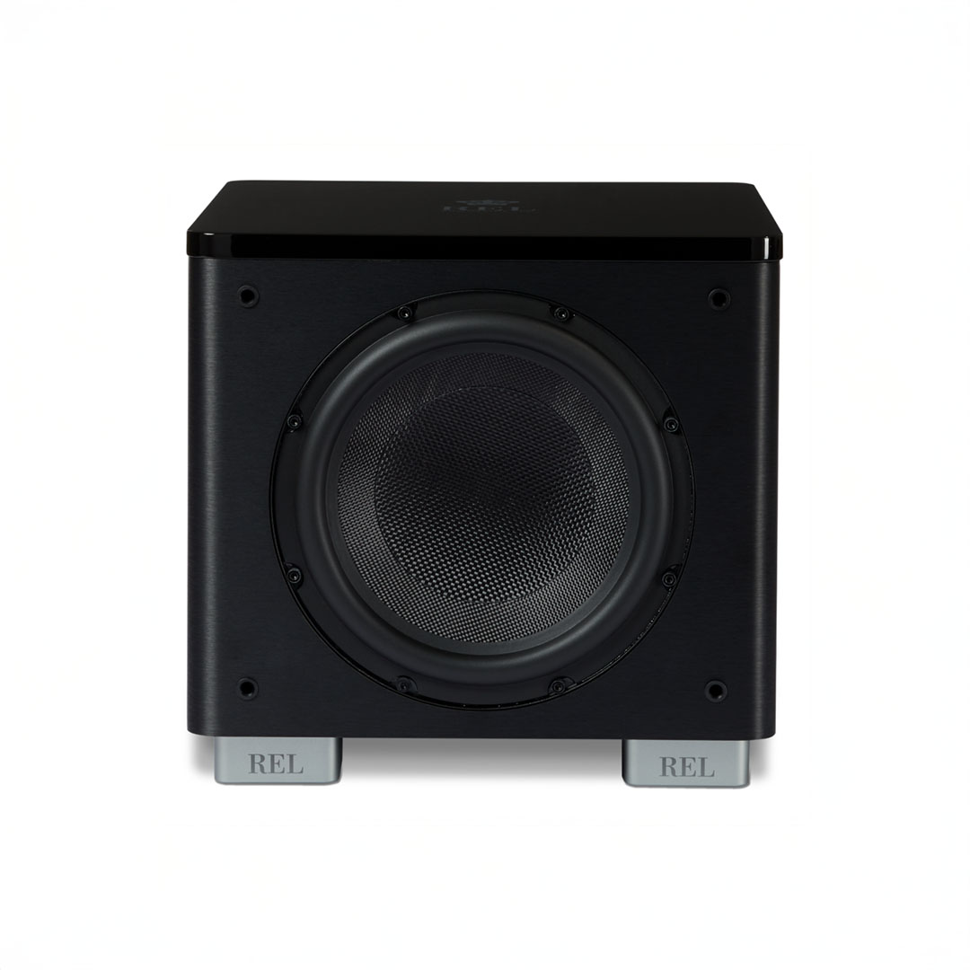 Black subwoofer speaker with front-facing design