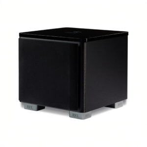 Black subwoofer on white background