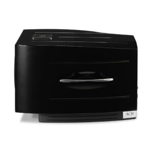 Black modern countertop oven with sleek design.