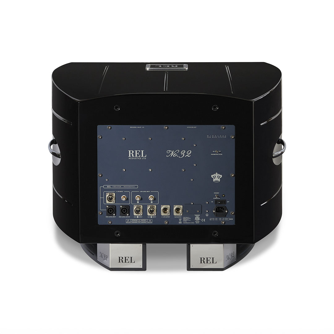Back view of REL No.32 audio equipment