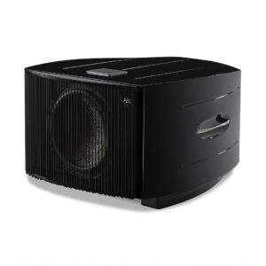 Black high-performance subwoofer speaker