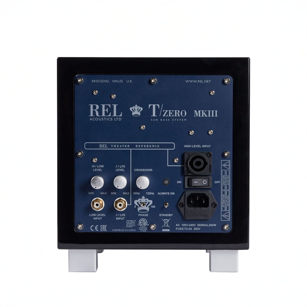 Back panel of REL T/Zero MKIII sub bass system