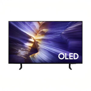 OLED TV with abstract vibrant display.