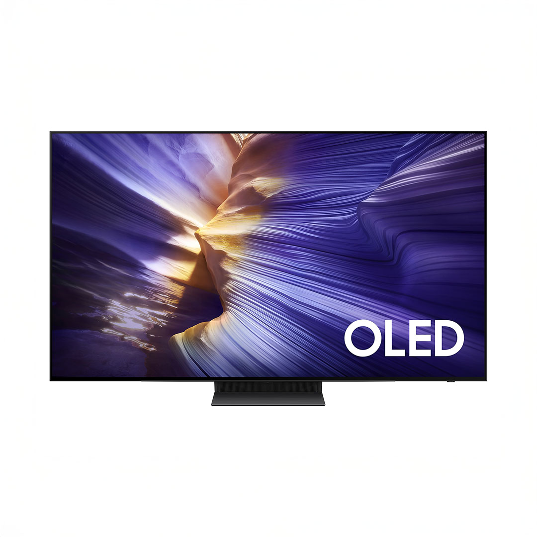 OLED TV with abstract purple design