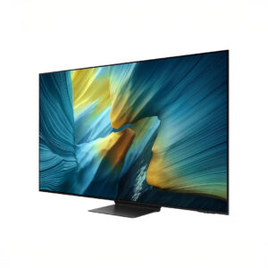 Modern slim LED TV with abstract wallpaper