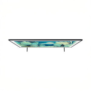 Slim flat screen TV with ocean art display.