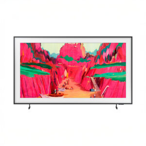 Colorful abstract landscape with cliffs and figures.