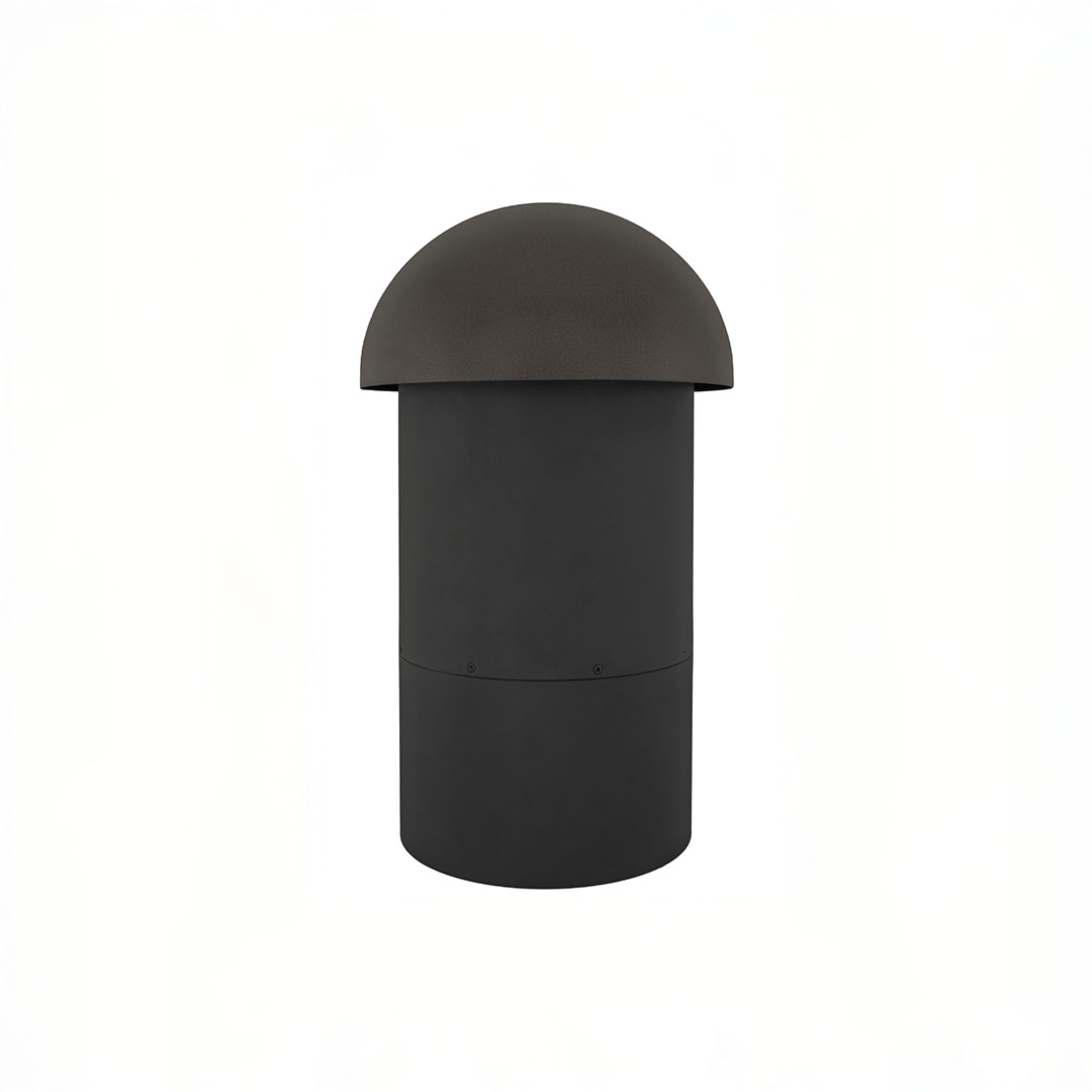 Black cylindrical outdoor bollard light