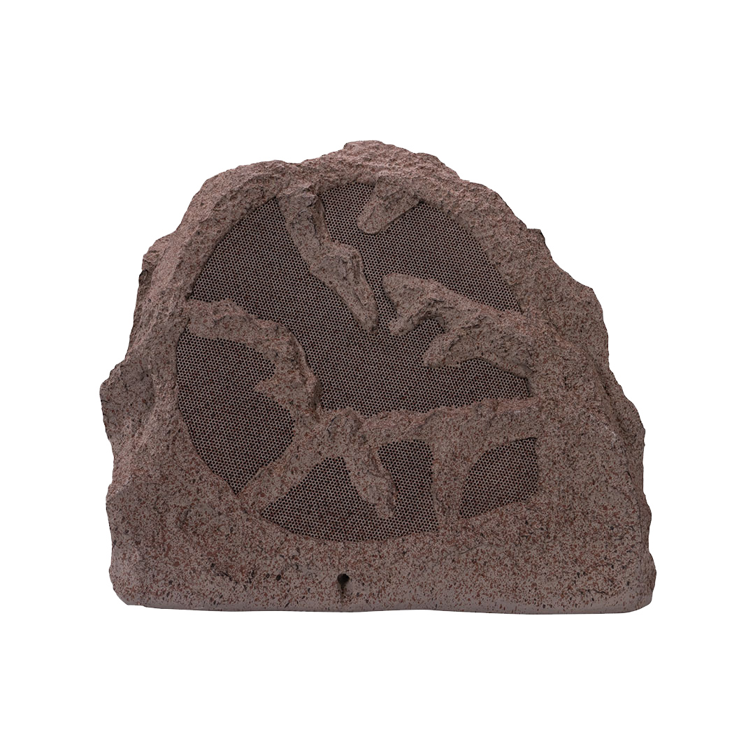 Rock-shaped outdoor speaker, realistic design.