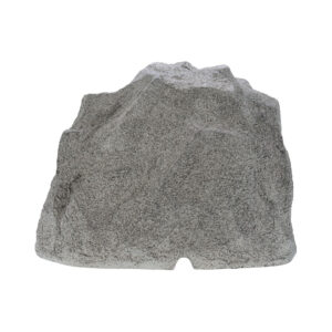 Gray rock with rough texture on white background.