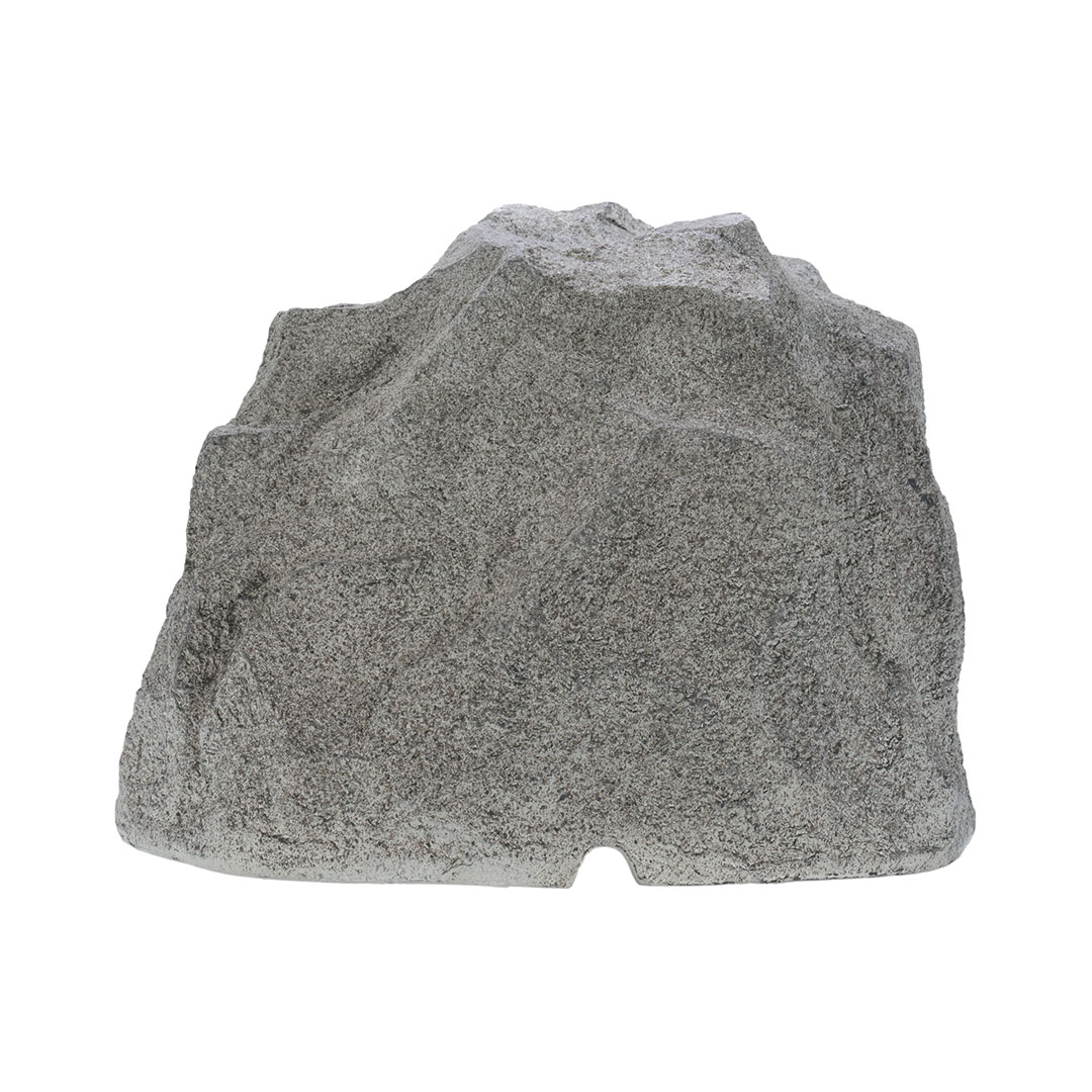 Gray rock with rough texture on white background.