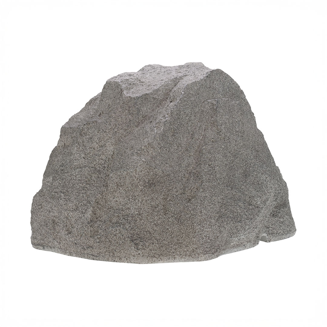 Large gray boulder on white background.