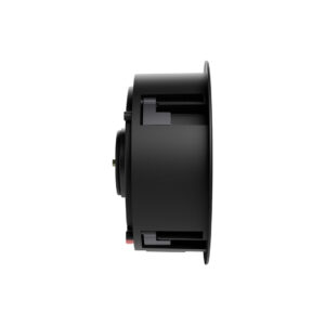 Side view of black speaker component