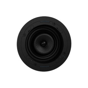 Round black ceiling speaker from Sonance.