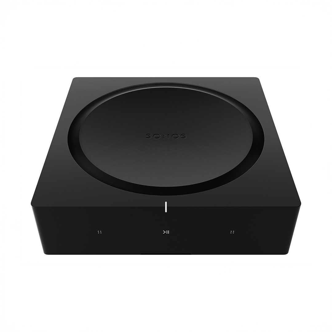 Black wireless audio amplifier front view