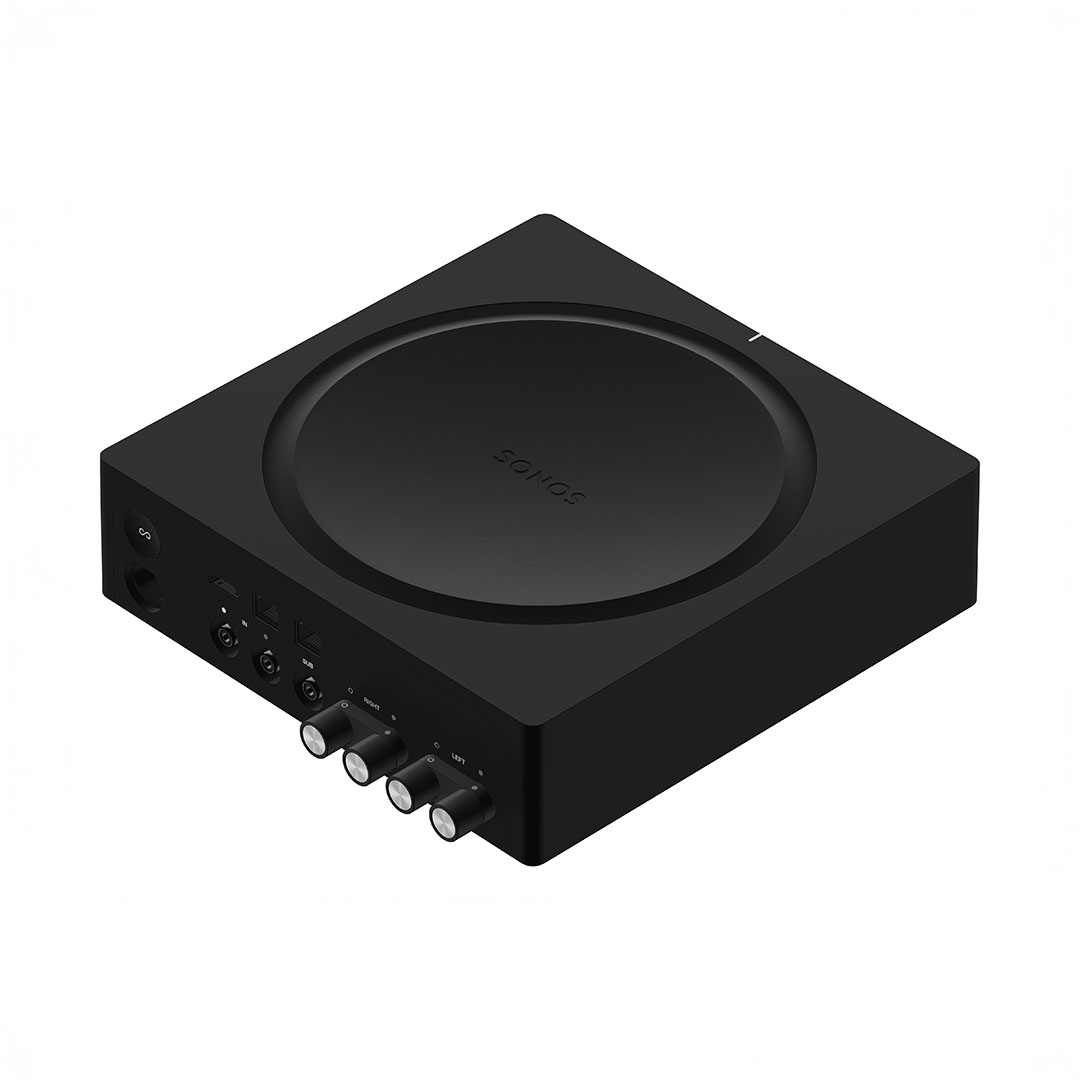Black Sonos amp with multiple connectors