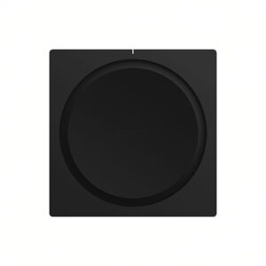 Black square speaker with central round design