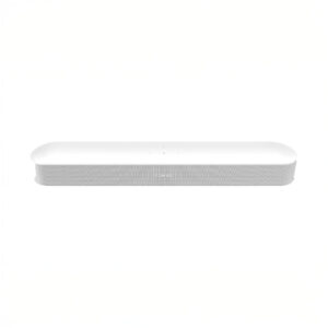 White modern soundbar speaker on white background