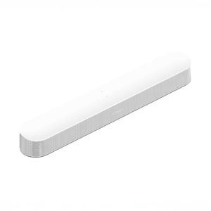 White Sonos soundbar isolated on white background.