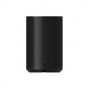 Black smart speaker with Bluetooth connectivity