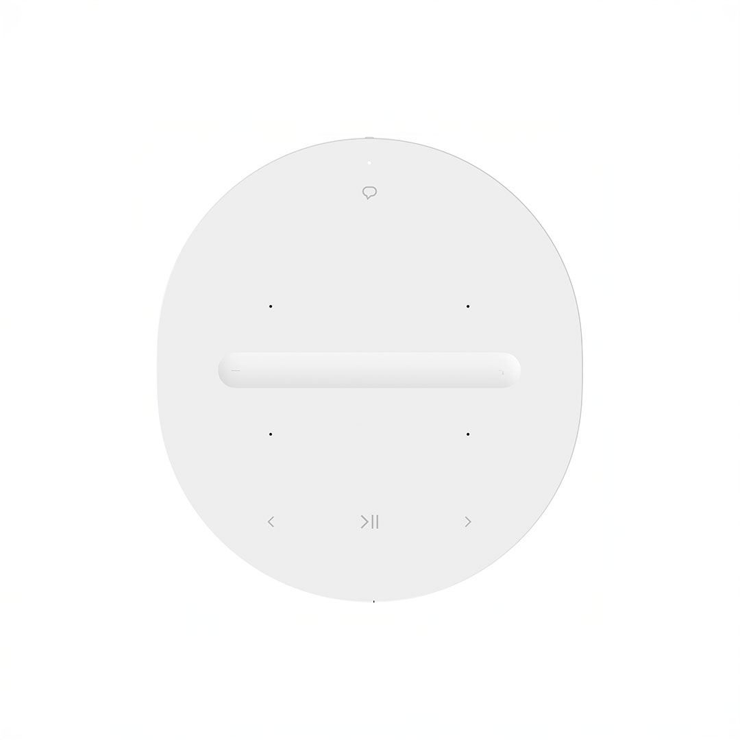 Minimalist white ceiling light with smart controls.