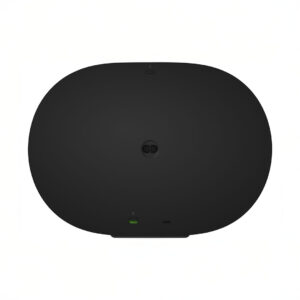 Black oval device with charging port and buttons.