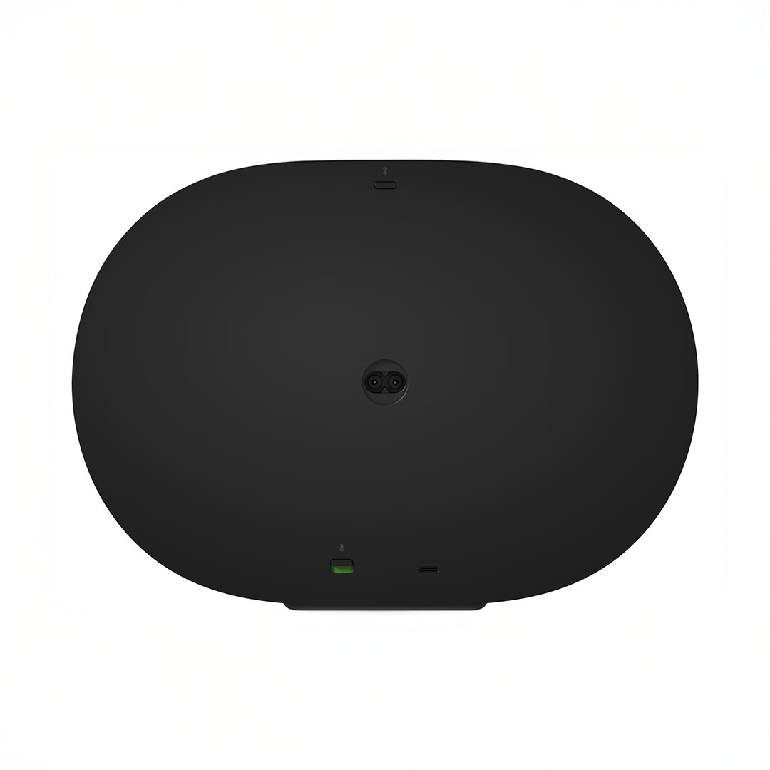 Black oval device with charging port and buttons.